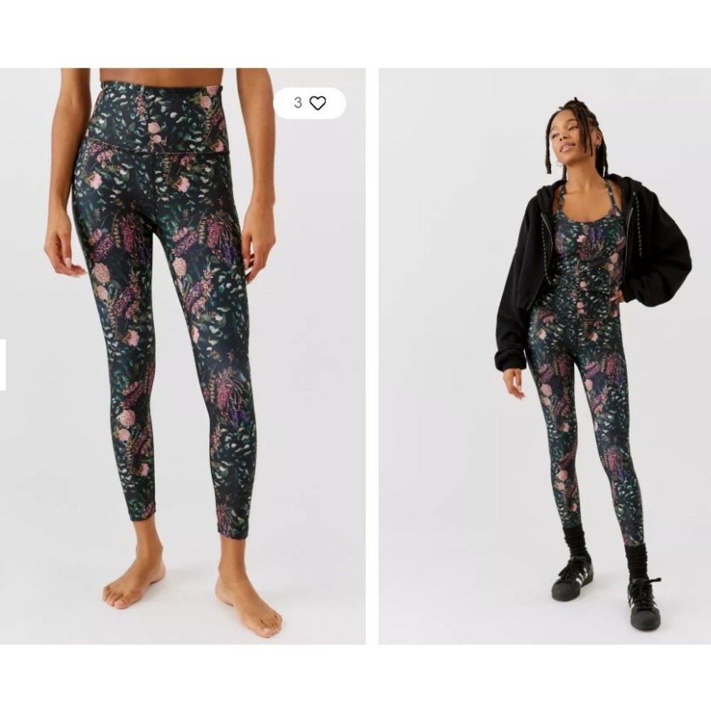 Beyond Yoga Leggings Womens Size XS  High-Waisted Midi Floral Print Garden Boho